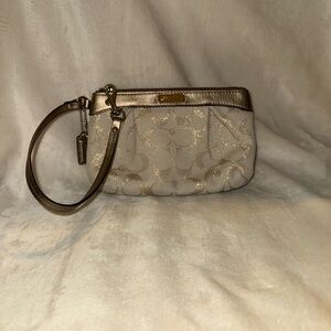 Coach Elegant Gold and Cream Women's Wristlet